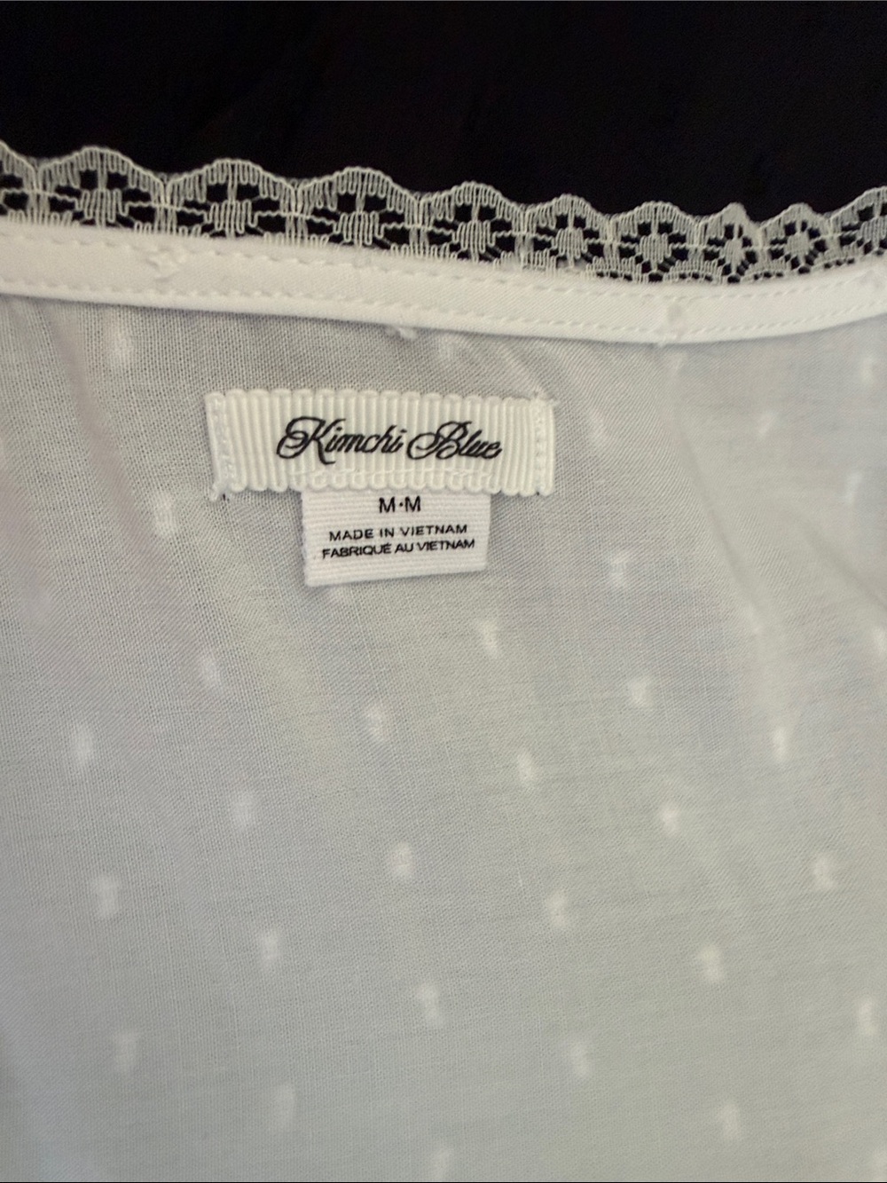 Urban Outfitters Kimchi White Cotton Lace-Trim V-Neck babydoll Peplum Top - Picture 6 of 6